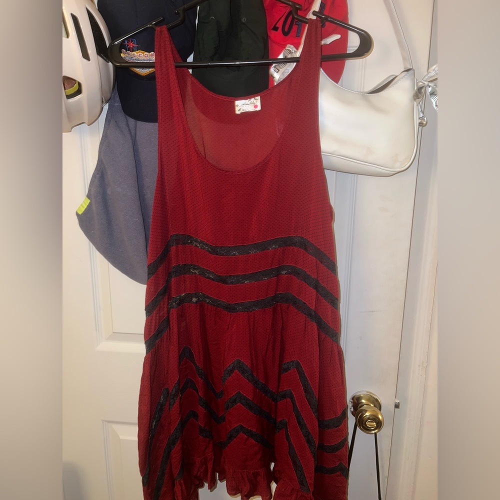 Free people Intimately Voile and Lace Trapeze sheer polka dot slip dress